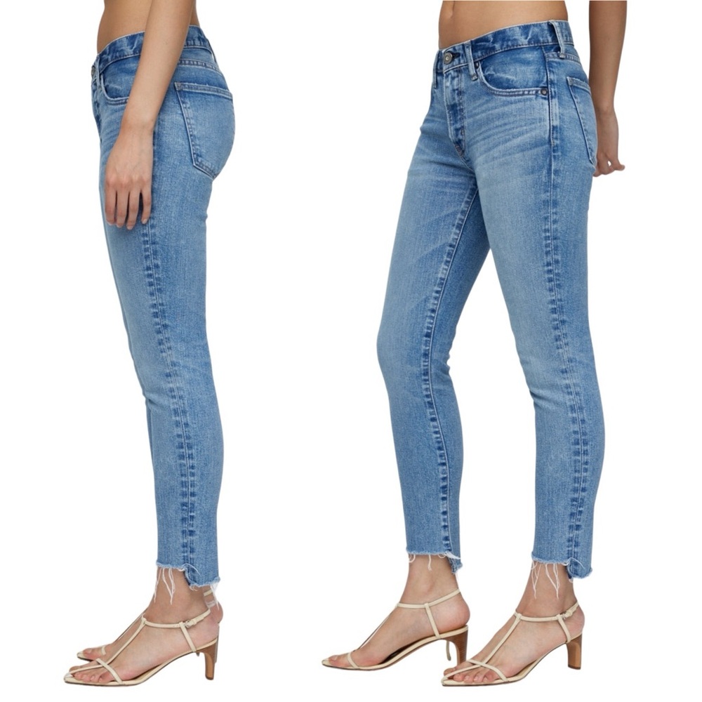 Moussy Vintage Blossom Skinny Jeans Light Blue Mid-Rise Raw Step Hem Wom… - Picture 5 of 16